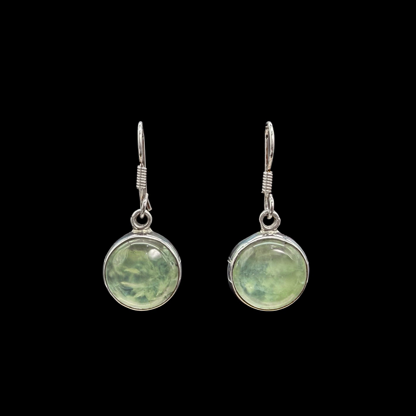 Aretes de Prehnita con Turmalina