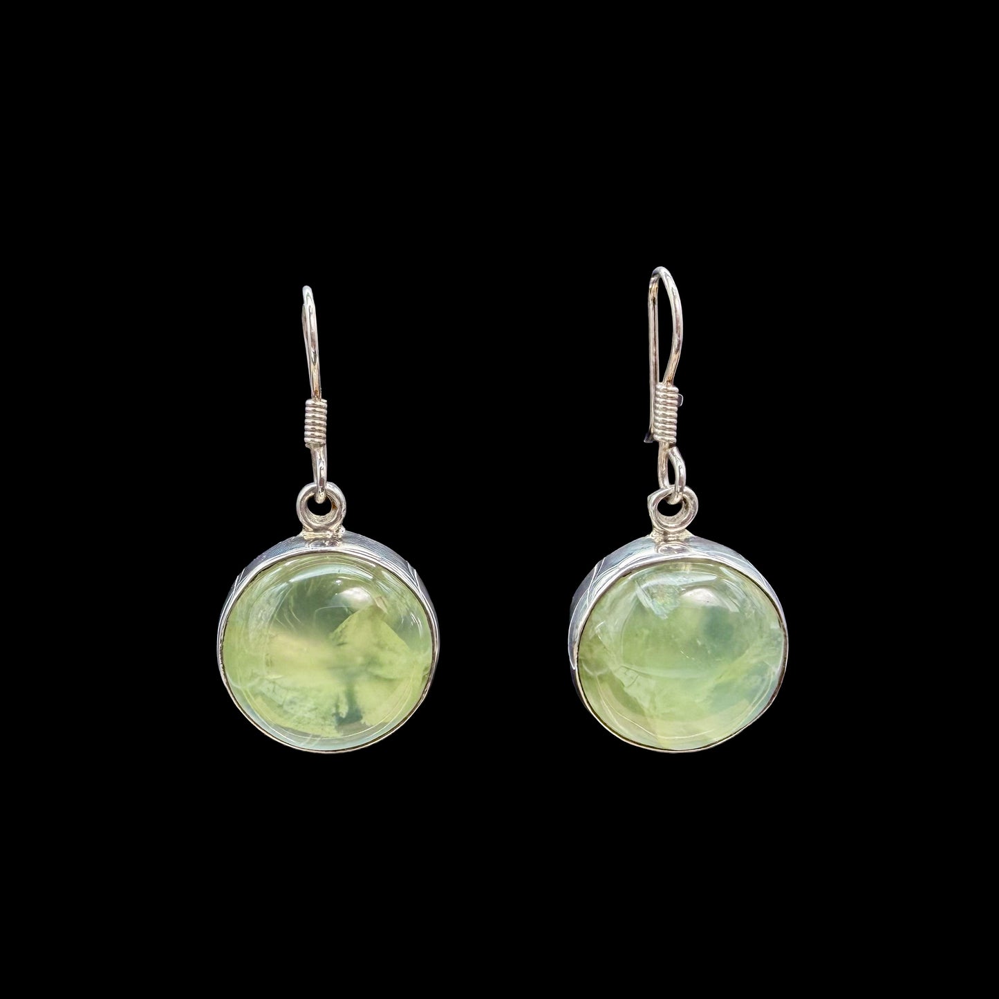 Aretes de Prehnita con Turmalina
