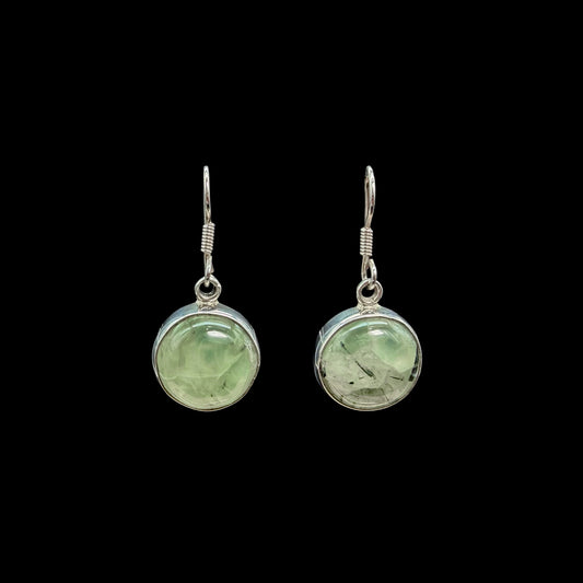 Aretes de Prehnita con Turmalina