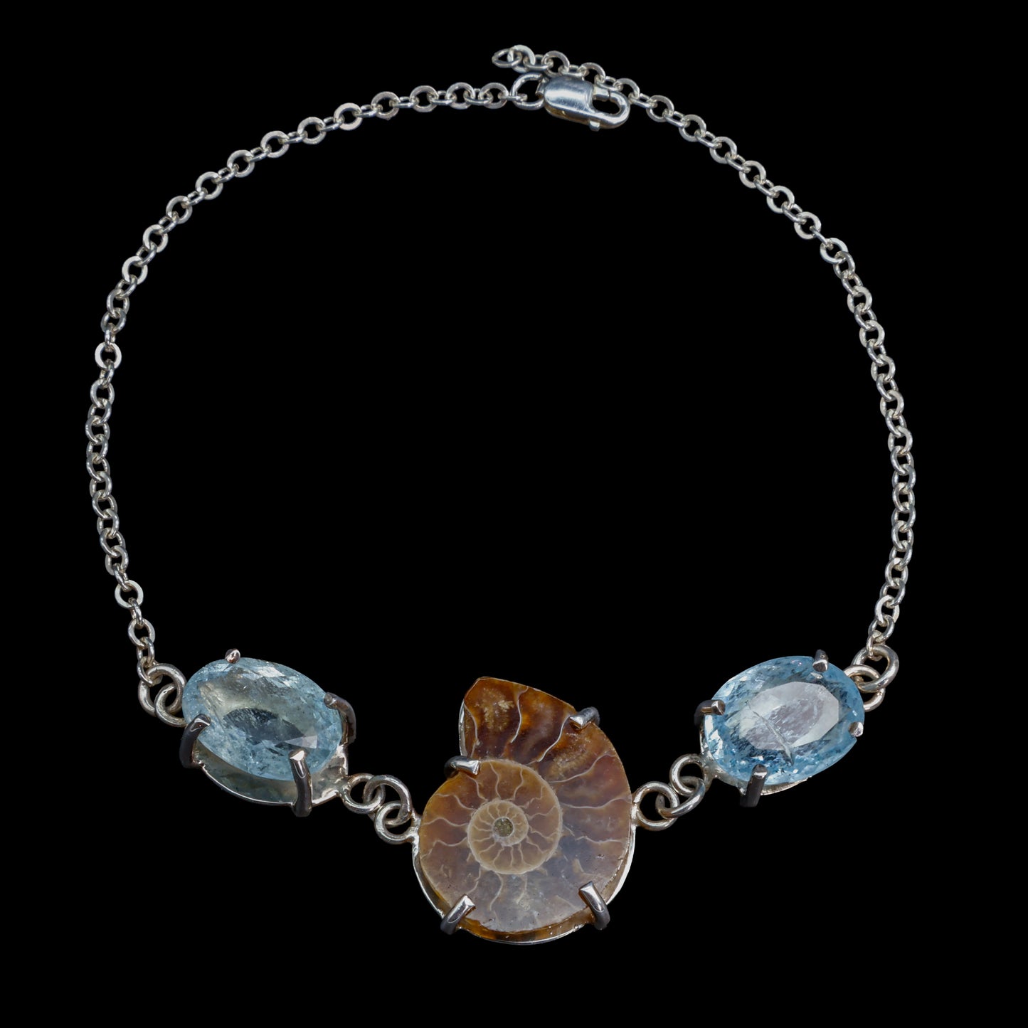 Pulsera de Ammonite y Aguamarina