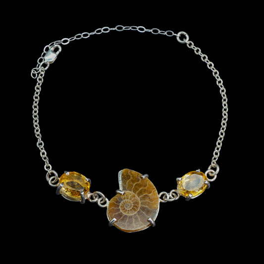 Pulsera de Ammonite y Citrino