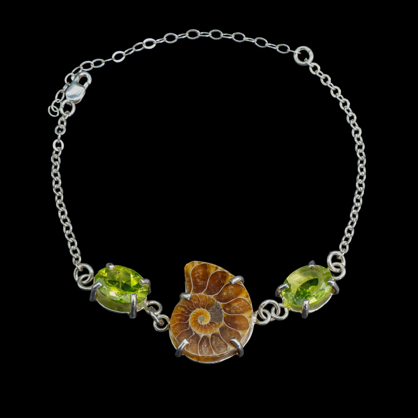 Pulsera de Ammonite y Peridoto
